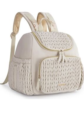 Cream Quilted Shoulder Backpack - Women's Convertible Bag